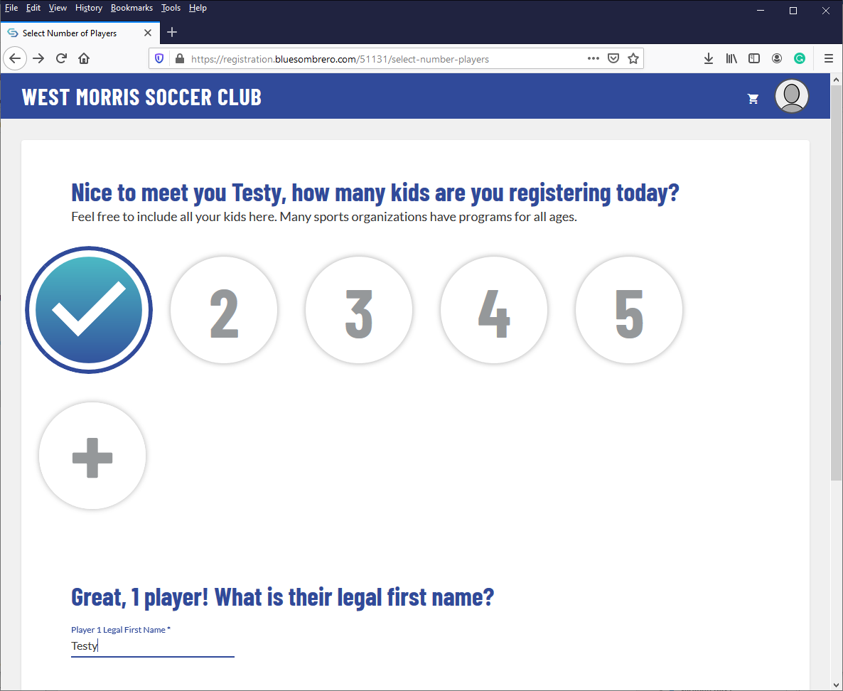 a screen capture of step 4 during registration